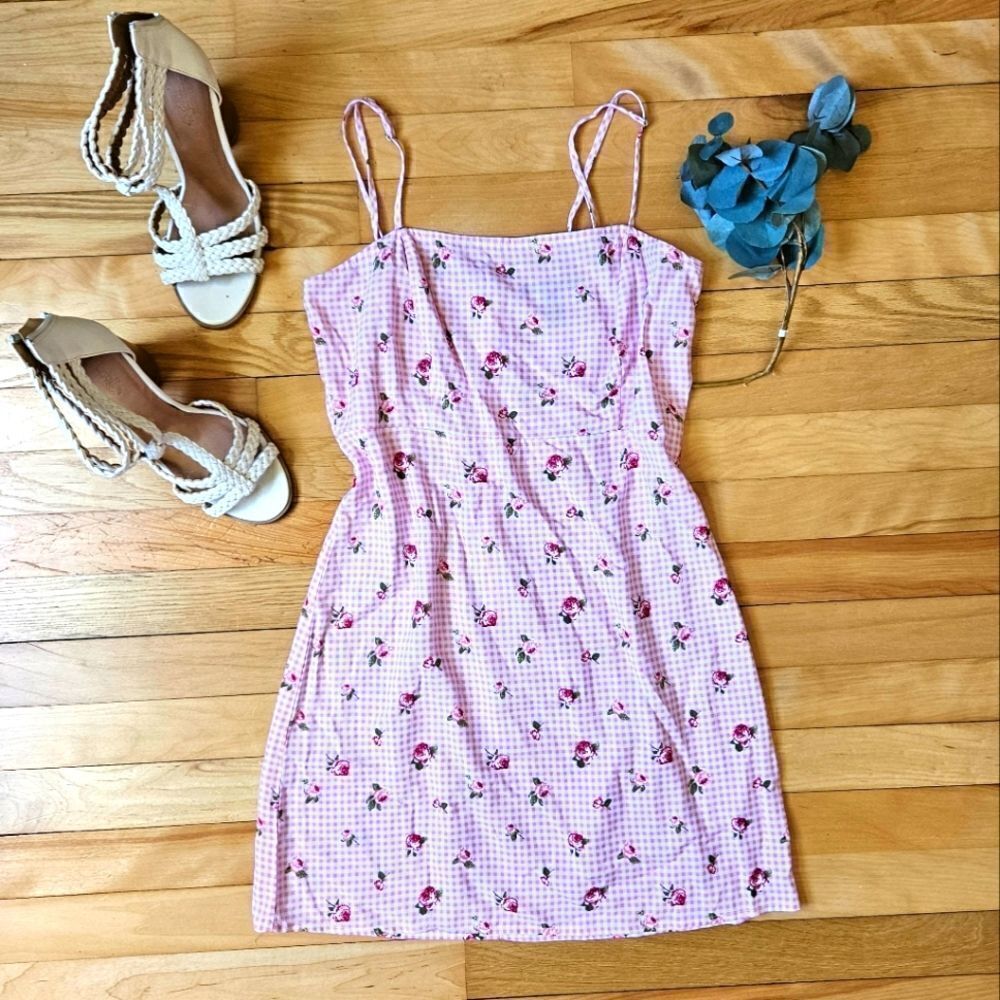 Forever 21 Pink Plaid dress with flowers